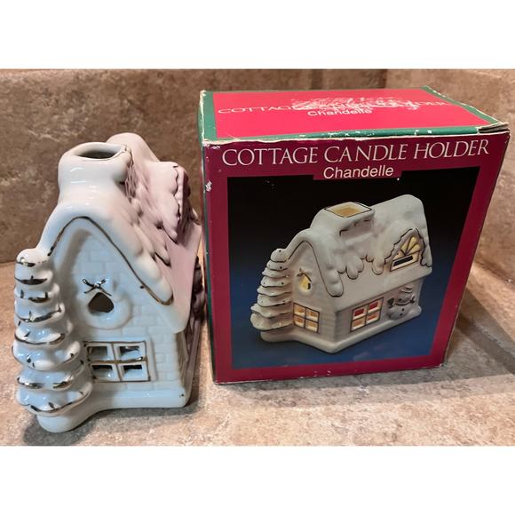 Church Collectible-Cottage Candle Holder w/ Box VINTAGE Tea Light, Christmas - Picture 1 of 10